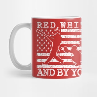 Funny Softball or Baseball Pitcher RED WHITE AND BY YOU Pitcher American Glag Mug